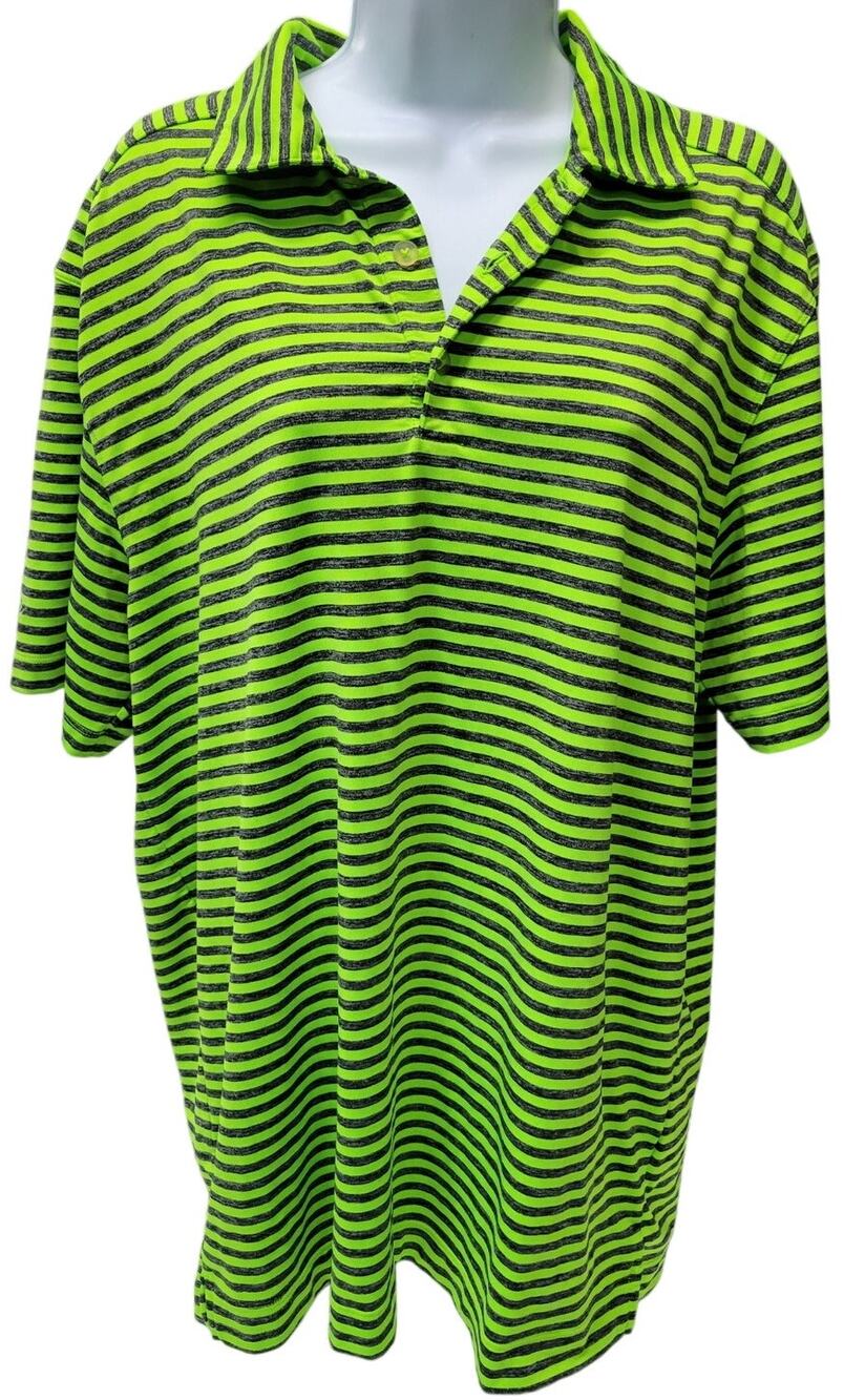 Nike Tour Performance Golf polo Men’s M Dri-Fit Shirt Green Striped Short Sleeve